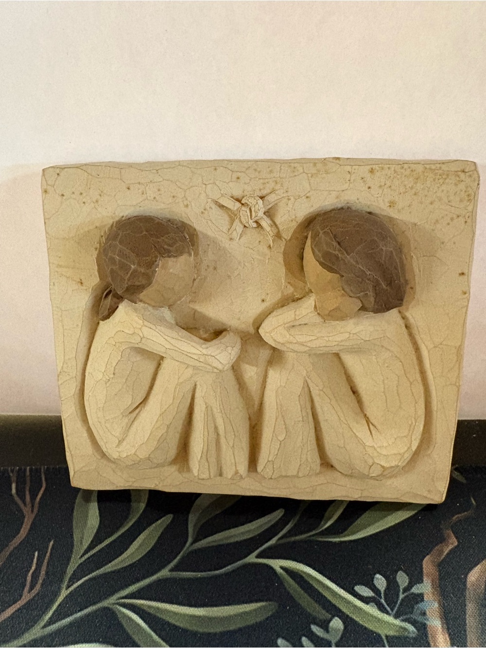 Willow Tree Beige and Brown Seated Pair Wall Sculpture